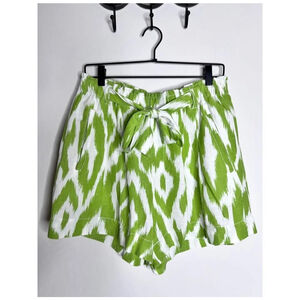 Anthropologie Shorts Womens Medium Linen Blend Ikat Print Tie Waist Pockets
